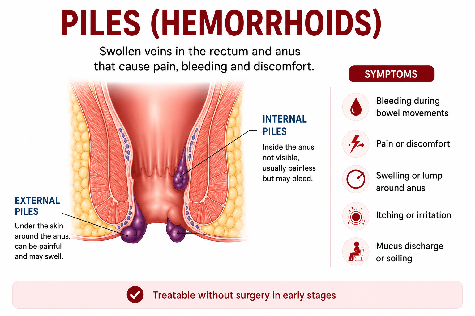 Piles (Hemorrhoids / बवासीर) Infographic