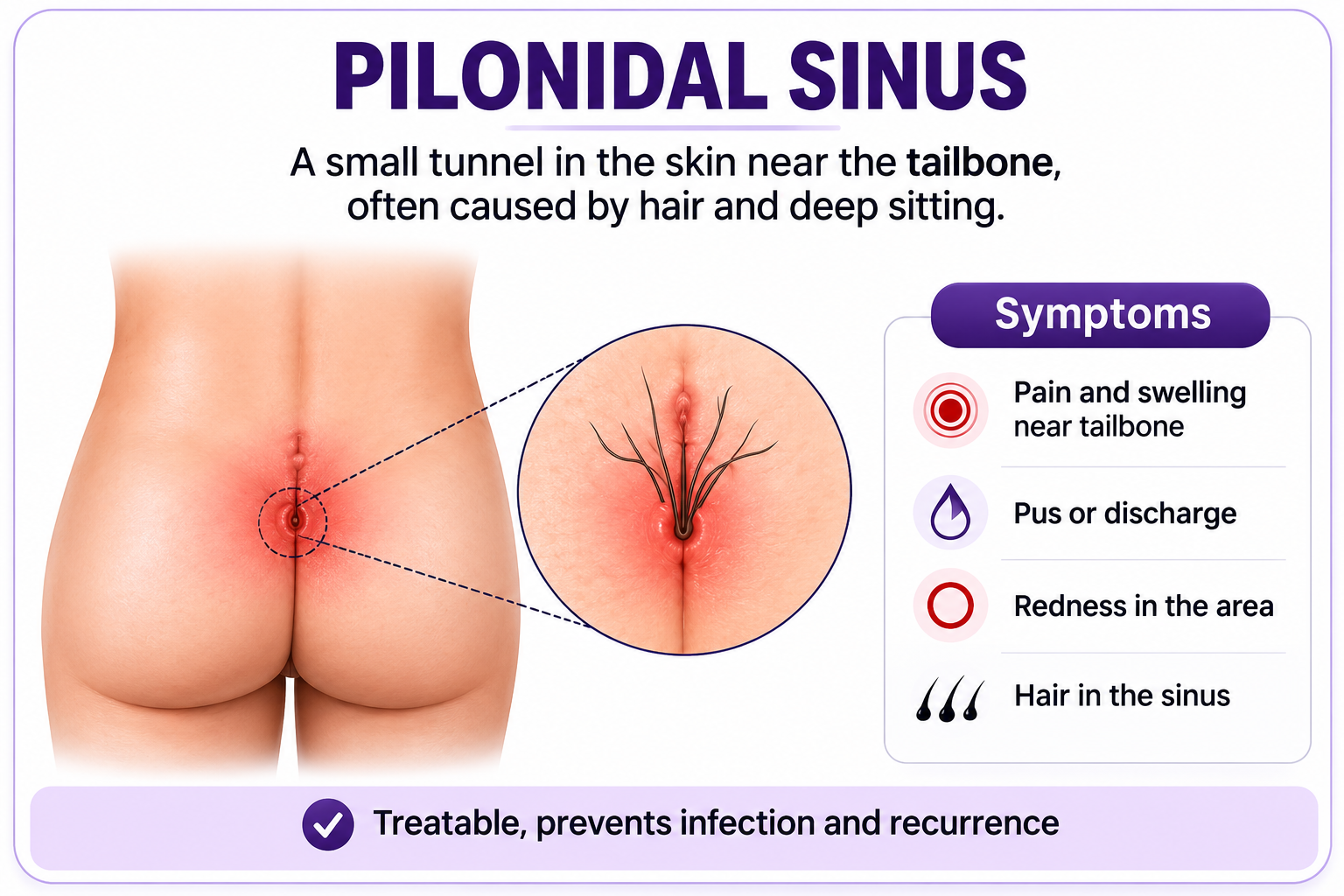 Pilonidal Sinus (पाइलोनिडल साइनस) Infographic